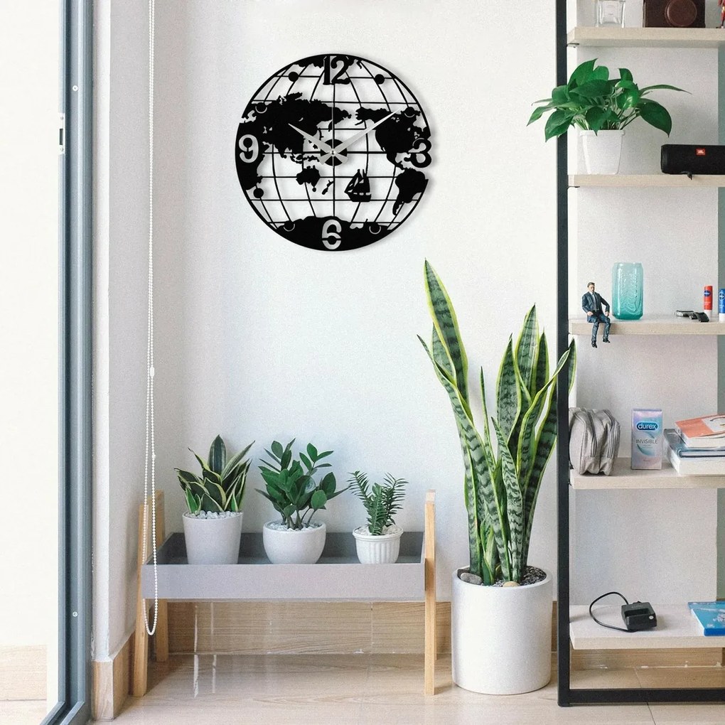 Nástenné hodiny World S018 Black , 48 x 48 cm