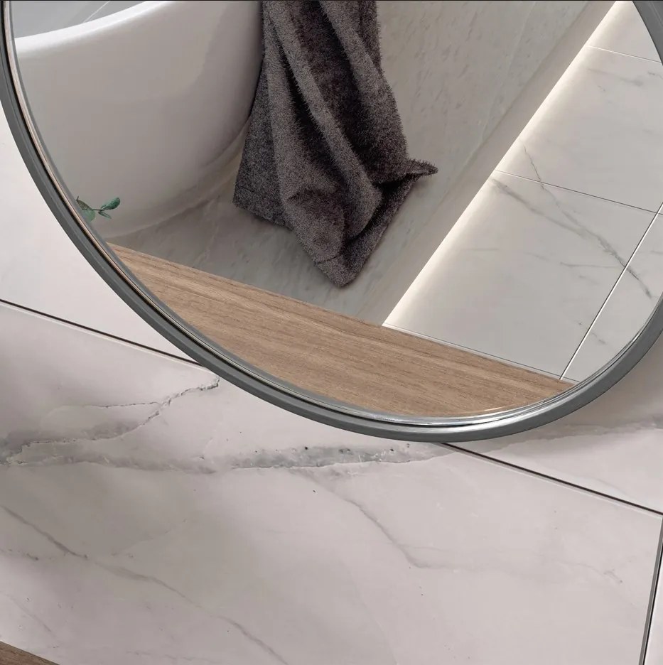 Erga Round, okrúhle zrkadlo 30cm, čierny rám, ERG-V01-ROUND-3030-BK