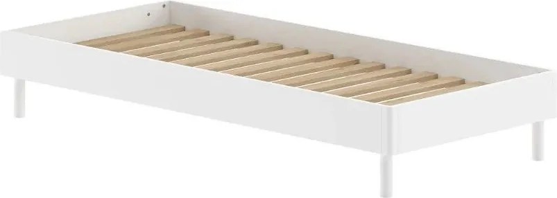 Biela jednolôžková posteľ z bukového dreva bez čela s roštom 90x200 cm Forrest – Vipack