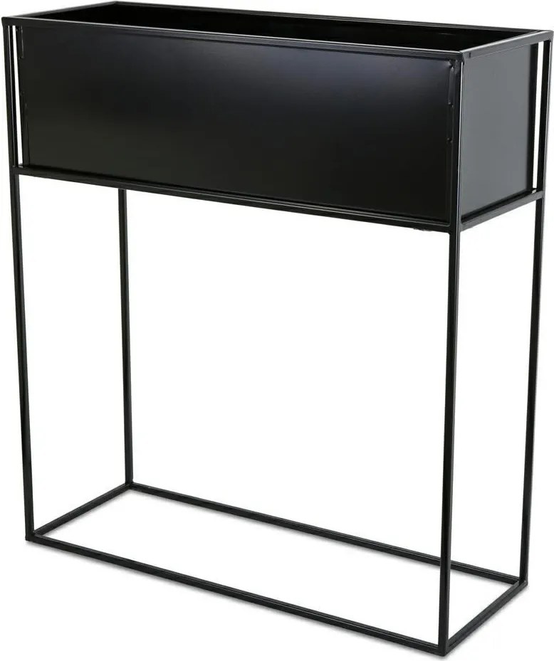 KOVOVÝ KVETINÁČ SO STOJANOM RECT 70X24X64 CM ČIERNA
