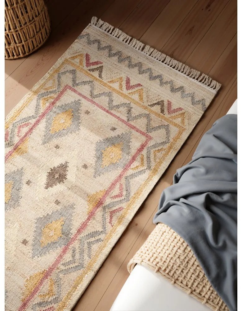 Krémový ručne tkaný jutový behúň 80x200 cm Roya Imani – Elle Decoration