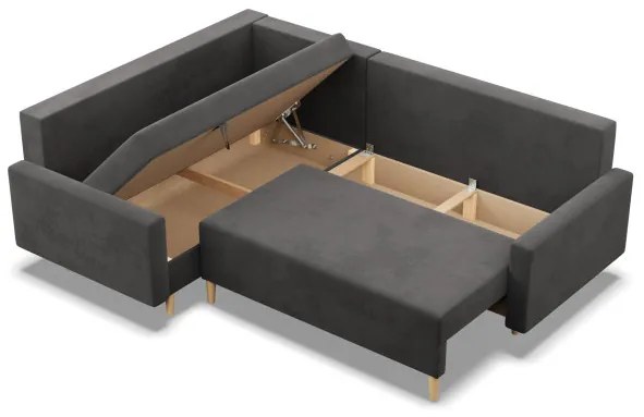 Rohová rozkladacia sedačka BLANK Comfort ľavá, sivá
