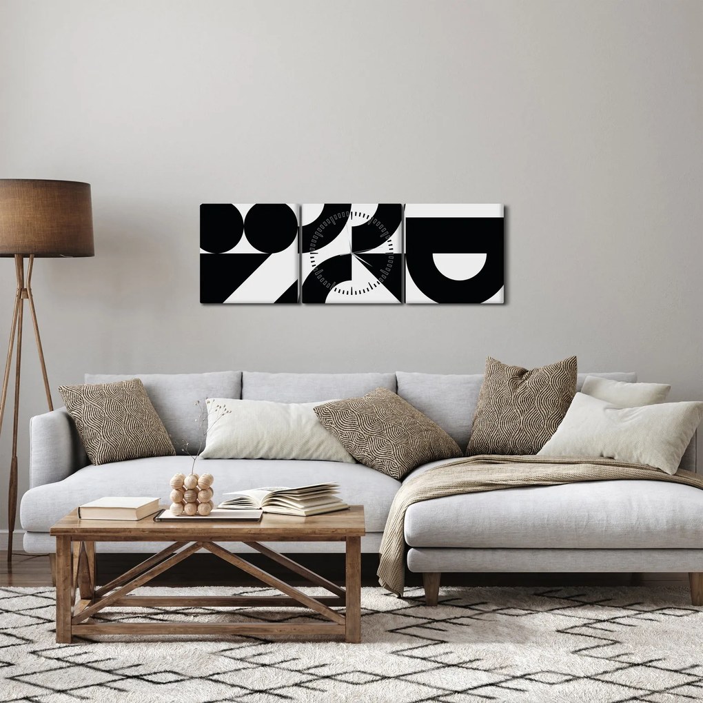 Obraz - Geometrická abstrakcia N⁰2 (s hodinami) (90x30 cm)