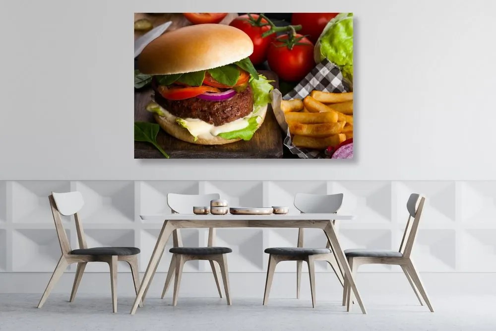 Obraz hamburger s hranolkami Varianta: 120x80