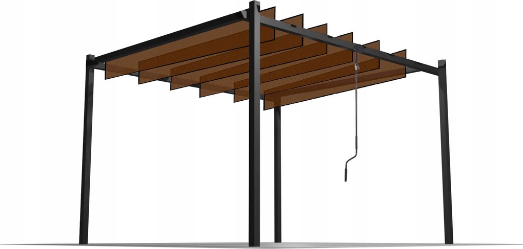 Garden Line ZÁHRADNÁ PERGOLA S POHYBLIVÝMI POLYKARBONÁTOVÝMI LAMELAMI 3 x 3 M HNEDÁ *4016