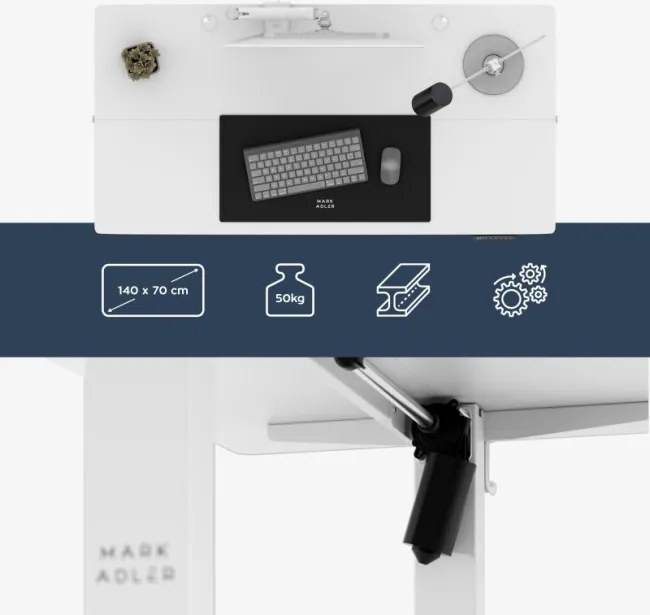 Elektrický výškovo nastaviteľný stôl Mark Adler Leader 7.3 biely