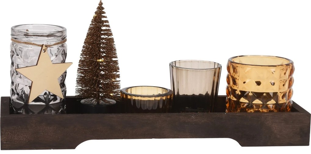 Sada svícnů na podnosu XMAS vícebarevná
