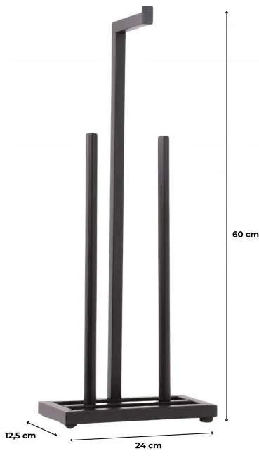 Erga Pap2, zásobník na toaletný papier na postavenie 60cm (8 roliek), čierna matná, ERG-YKA-P.PAP2-BLK