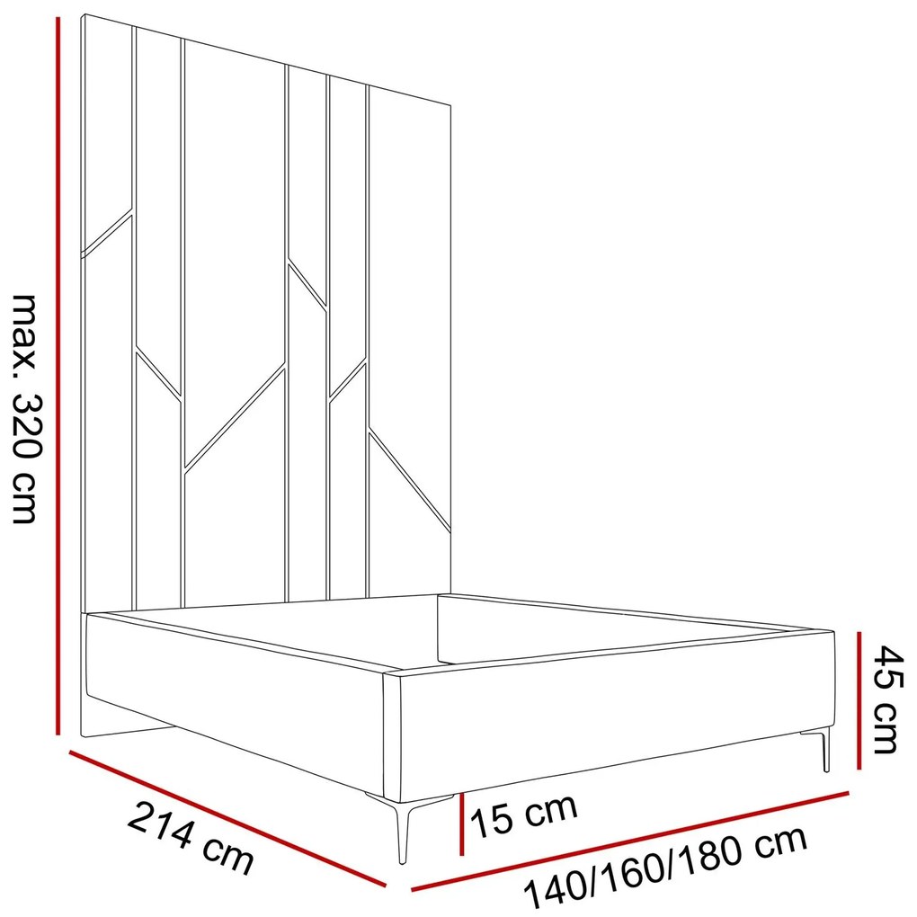 Čalúnená manželská posteľ SKY s nožičkami  140 x 200 cm