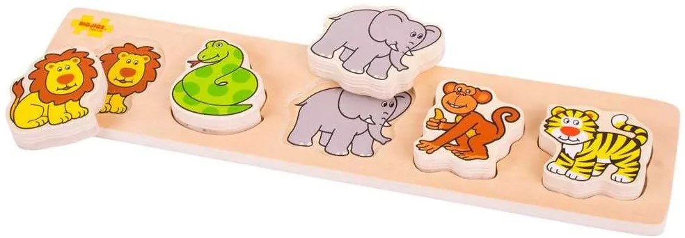 Bigjigs Baby Drevené vkladacie puzzle safari