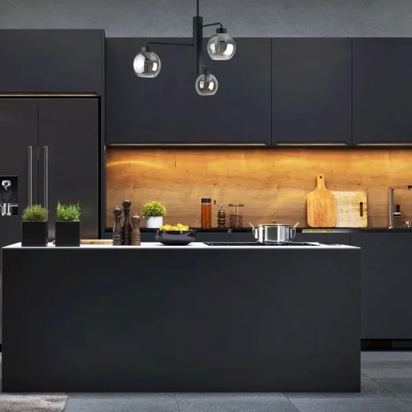 Luster na tyči FLEX 3xE27/60W/230V čierna/dymová čierna