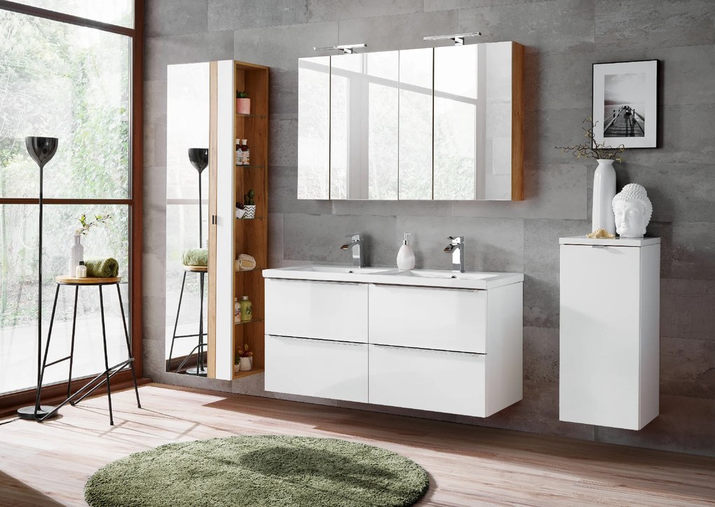 Comad Kúpeľňová skrinka pod umývadlo Capri White 60 biela/dub zlatý craft