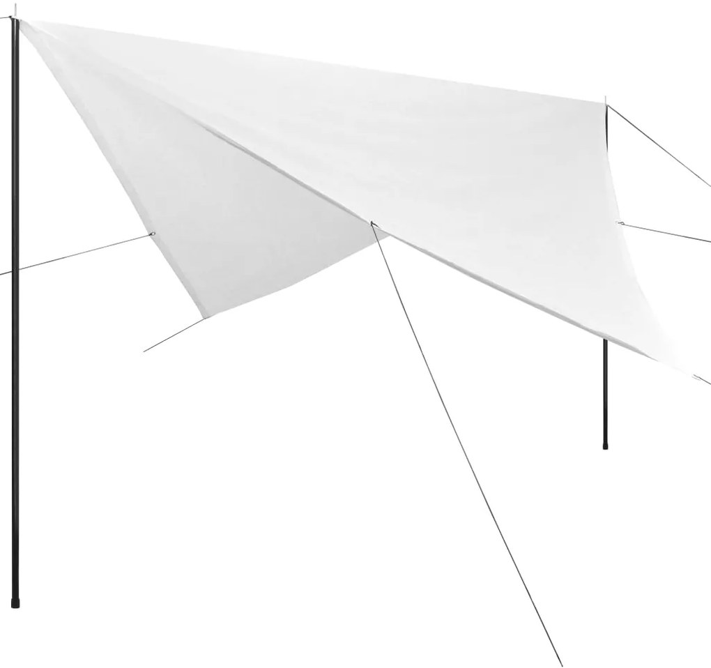 vidaXL Biela štvorcová plachta proti slnku z HDPE s tyčkami, 4 x 4 m