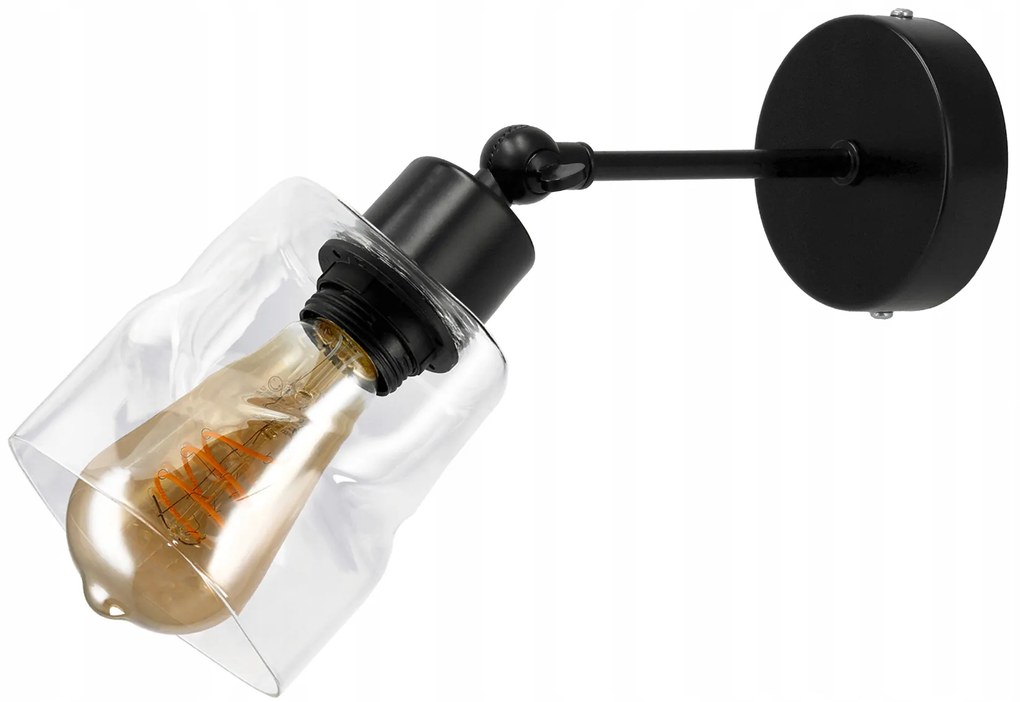 BERGE Sklenené LED nástenné svietidlo 1xE27, rolovací, priehľadný štvorec