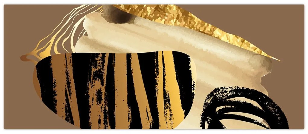 Obraz - Abstrakcia golden brown N⁰2 (120x50 cm)
