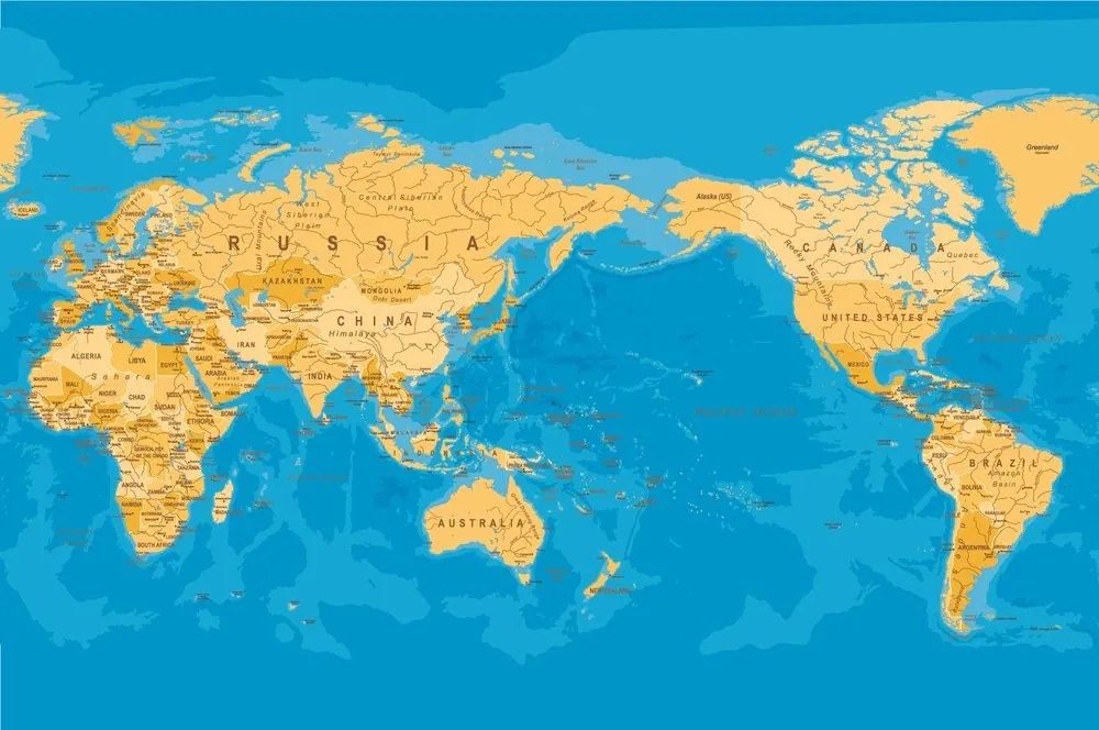 Samolepiaca tapeta mapa sveta v zaujímavom prevedení