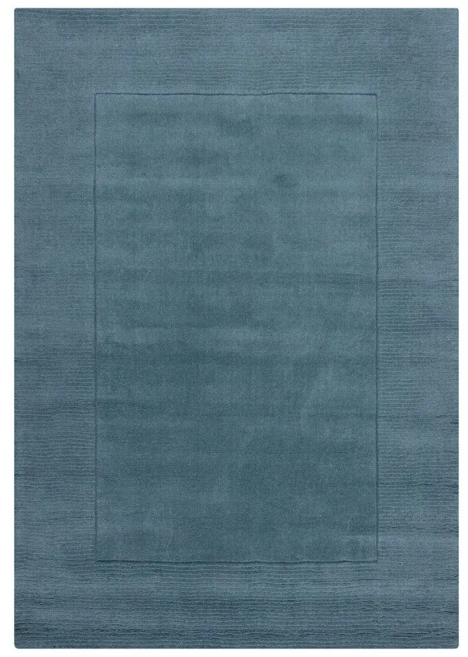 Modrý ručne tkaný vlnený koberec 160x230 cm Textured Wool Border – Flair Rugs