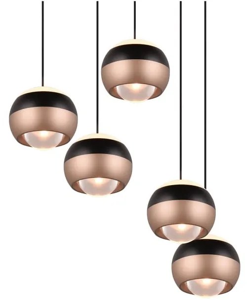 LED závesné svietidlo s kovovým tienidlom ø 30 cm v čierno-medenej farbe Orbit - Trio Select