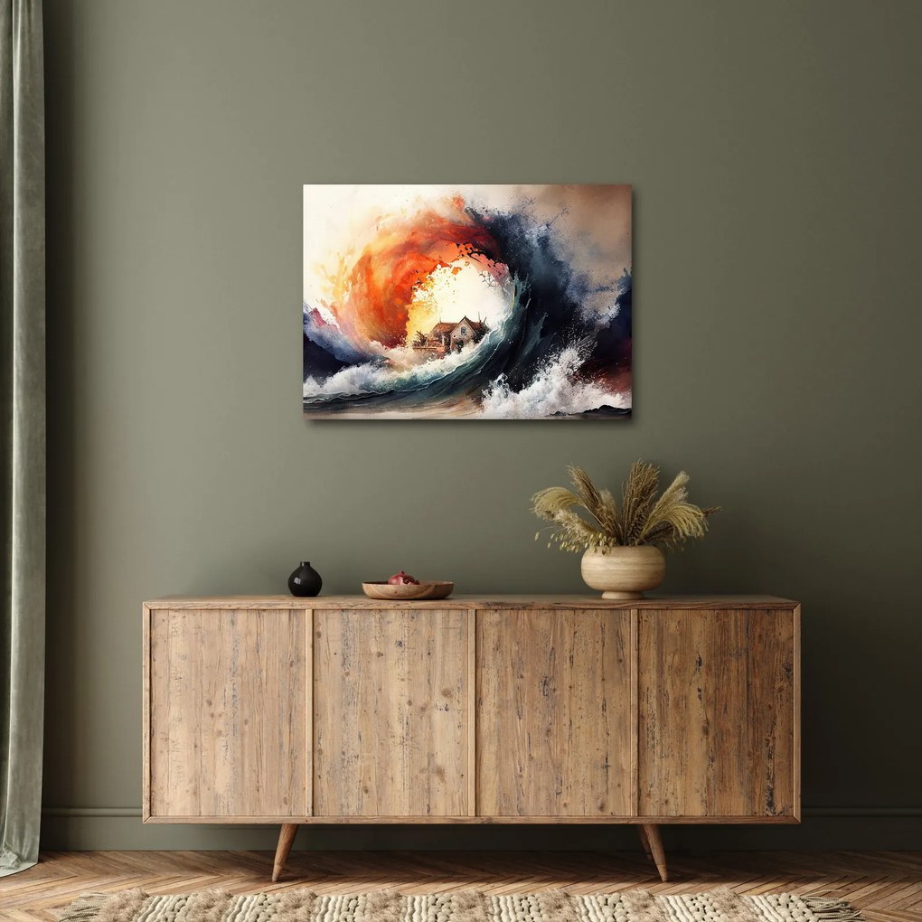 Obraz - Vo víre povodne, akvarel (70x50 cm)