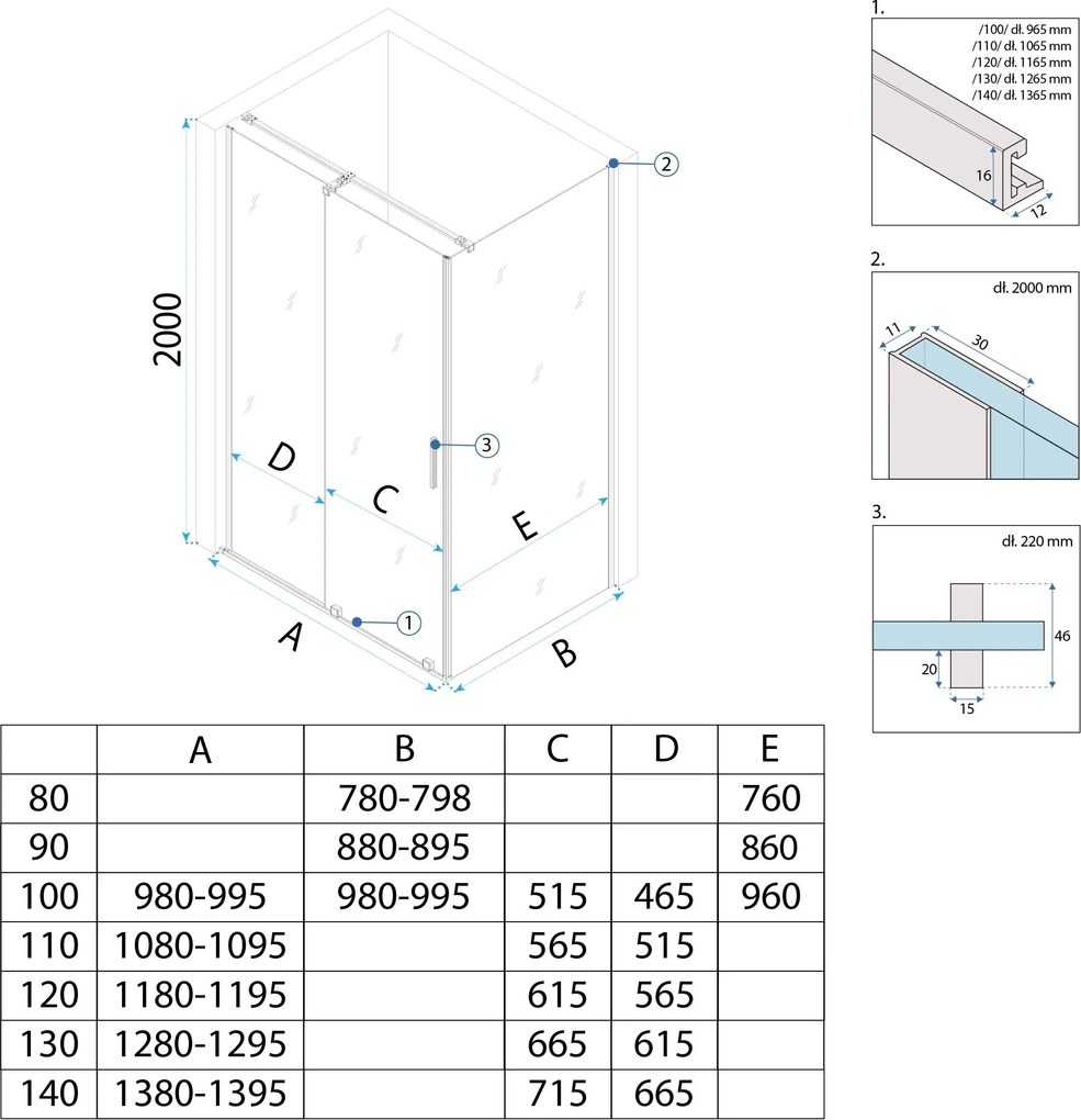 Rea Montana, sprchová kabína s posuvnými dverami 140x80cm, 6mm číre sklo, zlatý matný profil, KPL-K2519