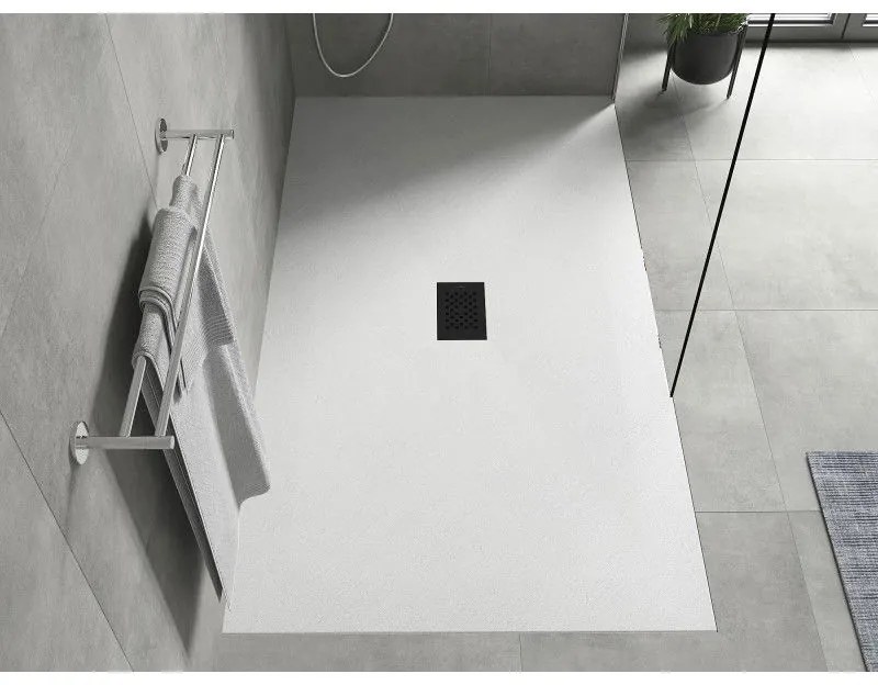 Mexen Hugo, obdĺžniková sprchová vanička SMC 170 x 100 cm, biela, čierna krytka, 42101017-B