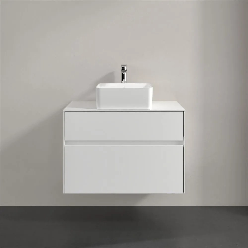 VILLEROY &amp; BOCH Collaro závesná skrinka pod umývadlo na dosku (umývadlo v strede), 2 zásuvky, 800 x 500 x 548 mm, White Matt, C03700MS