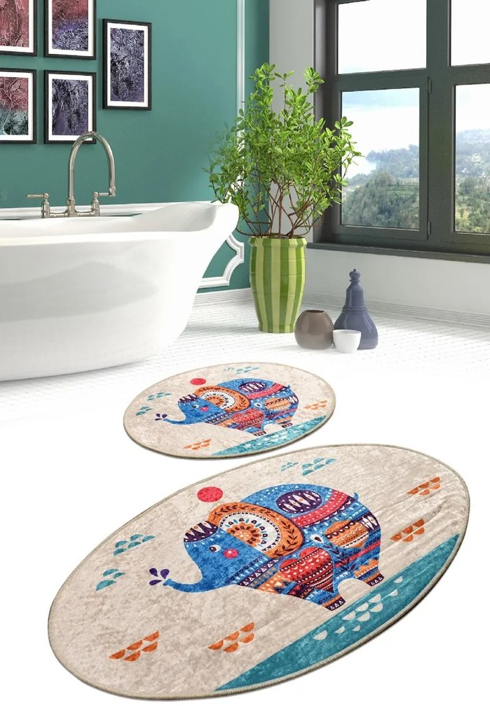 Súprava 2 kusov kúpeľňových predložiek etnických viacfarebná