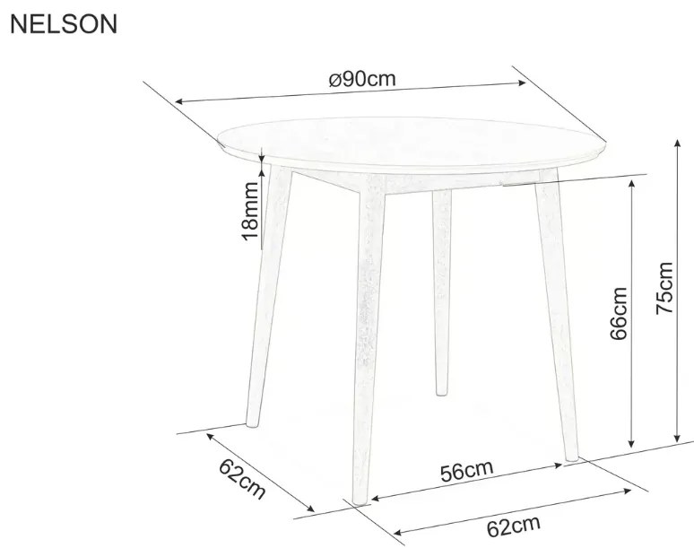 AKCIA Jedálenský stôl NELSON s doskou v dekore dub medový 90X90 II. akosť