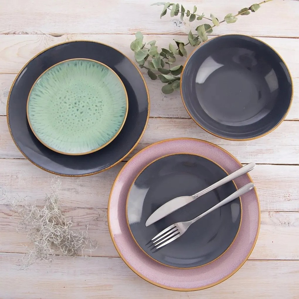Orion Sada keramických mělkých talířů Glaze šedá27 cm, 6 ks