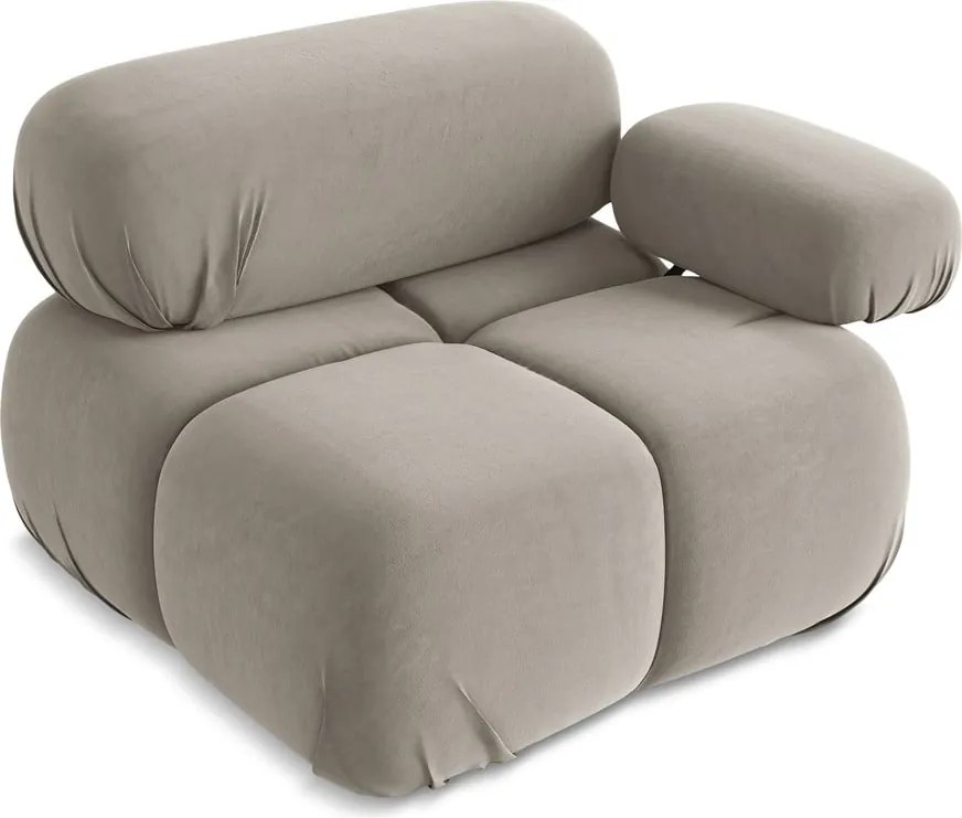 Béžový zamatový modul pohovky (pravý roh) Lokua – Makamii