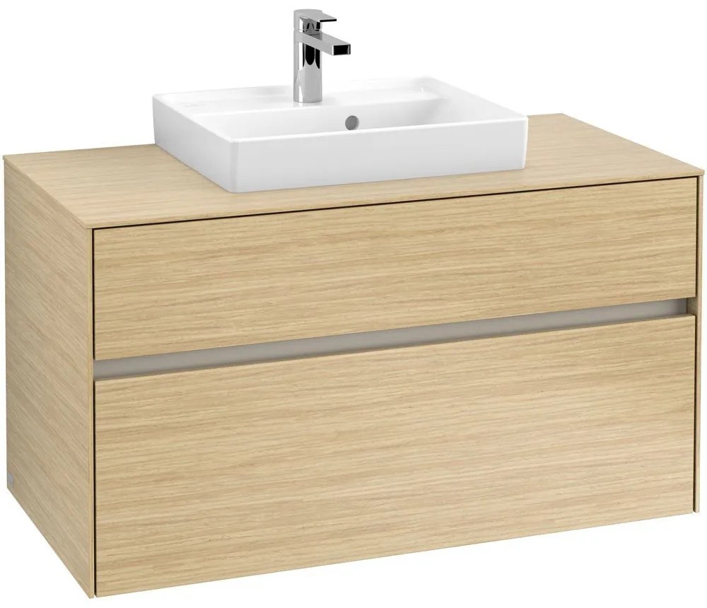 VILLEROY &amp; BOCH Collaro závesná skrinka pod umývadlo na dosku (umývadlo v strede), 2 zásuvky, 1000 x 500 x 548 mm, Nordic Oak, C01600VJ