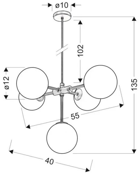 Luster na lanku MATI 5xG9/28W/230V