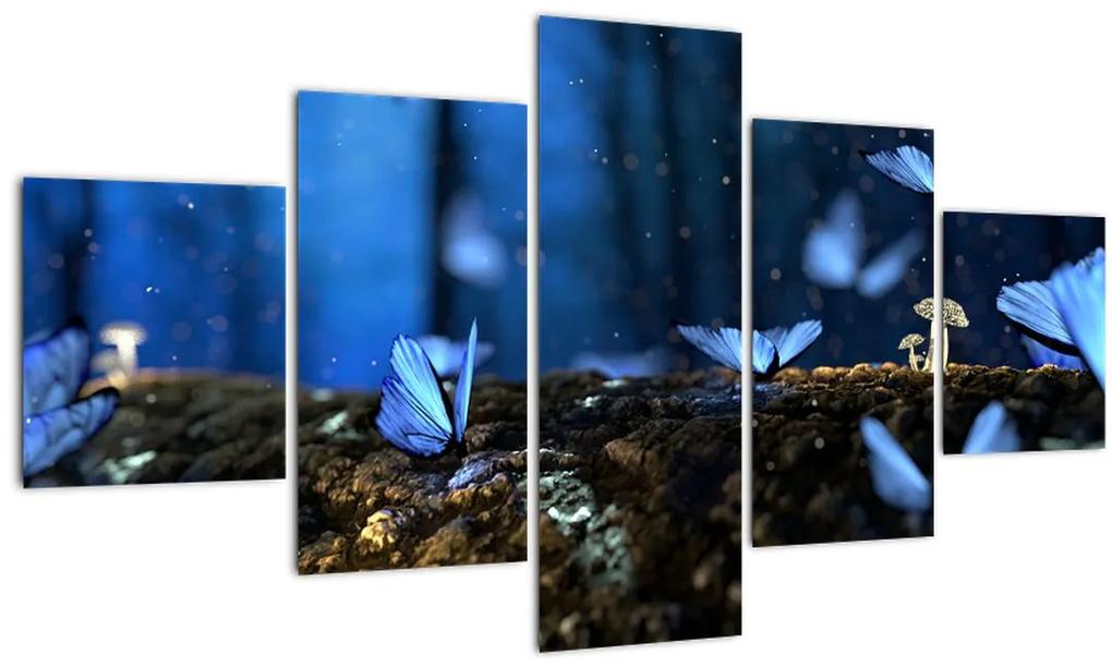 Obraz modrých motýľov (125x70 cm), 40 ďalších rozmerov