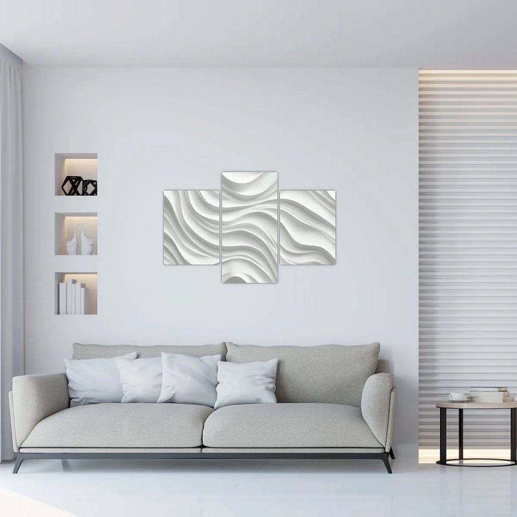 Obraz - 3D biele vlny (90x60 cm)