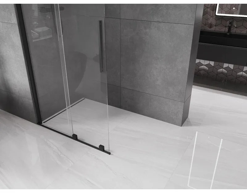 Mexen Velar, posuvné dvere do otvoru typ Walk-In 80 cm, 8mm číre sklo, čierna matná, 871-080-000-03-70