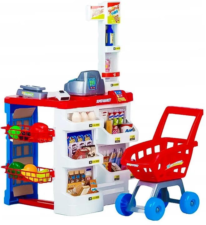 MULTISTORE Veľký obchod s pokladňou Supermarketový stánok pre deti s pokladňou, váhou a skenerom