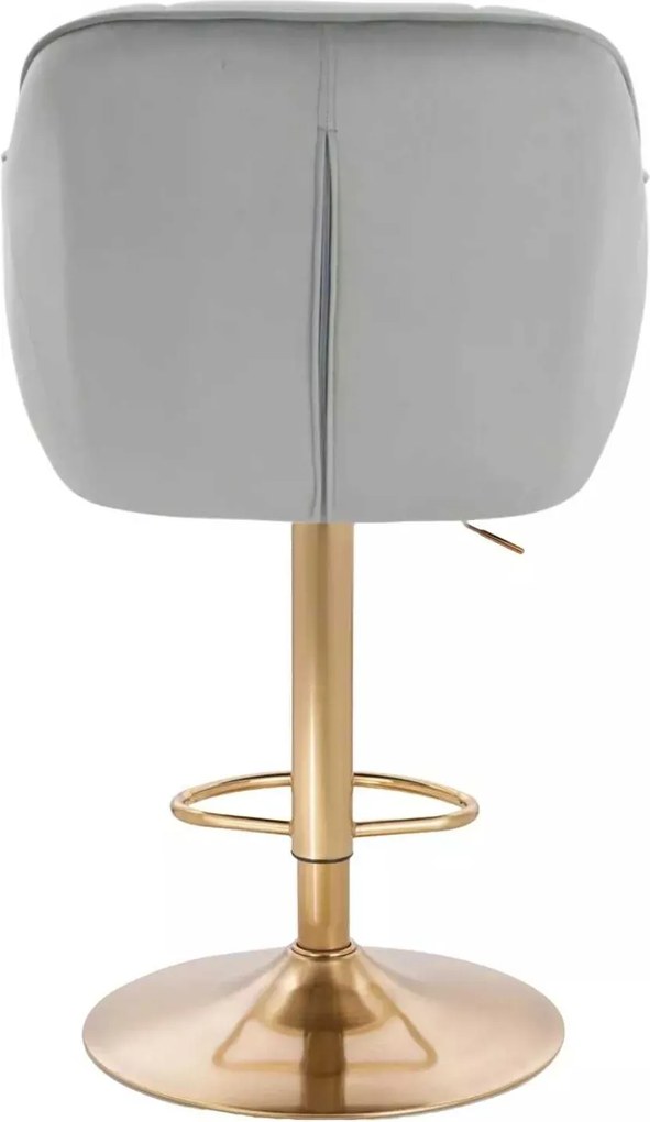 LuxuryForm DESIGN Barová stolička AVOLA VELUR na zlatom tanieri - svetlo šedá