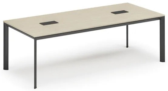 Stôl INVITATION 2400 x 1200 x 740, breza + 2x stolná zásuvka TYP IV, čierna