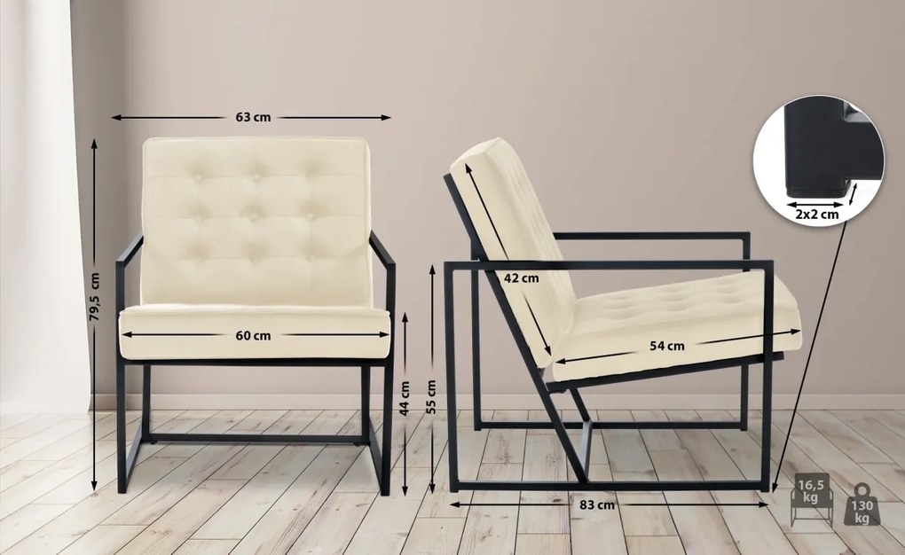 Design-Shop Kreslo Avon lounger - zamat - Krémová