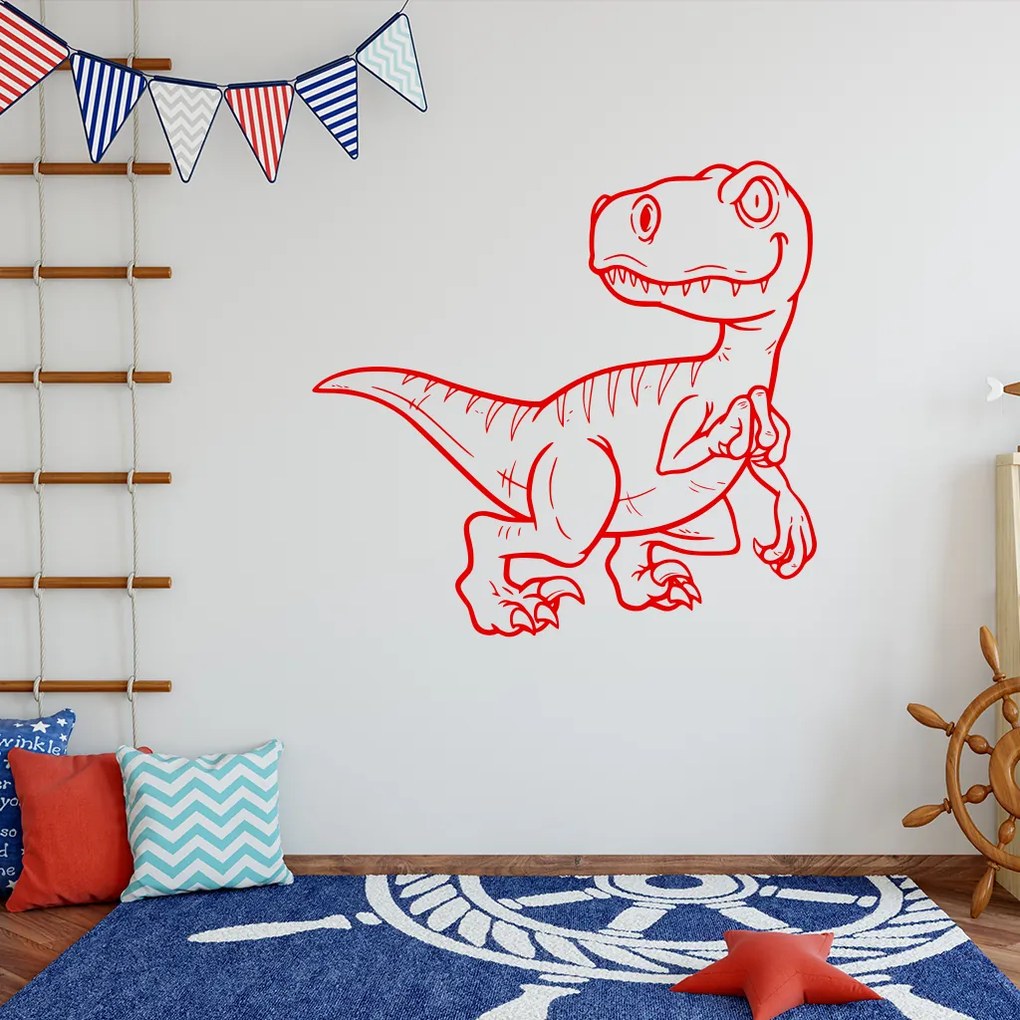 Veselá Stena Samolepka Dinosaurus Farba: červená, Veľkosť: 60 x 56 cm