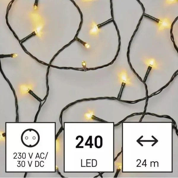 LED vianočná vonkajšia reťaz 240×LED/8 režimov 29 m IP44 teplá biela