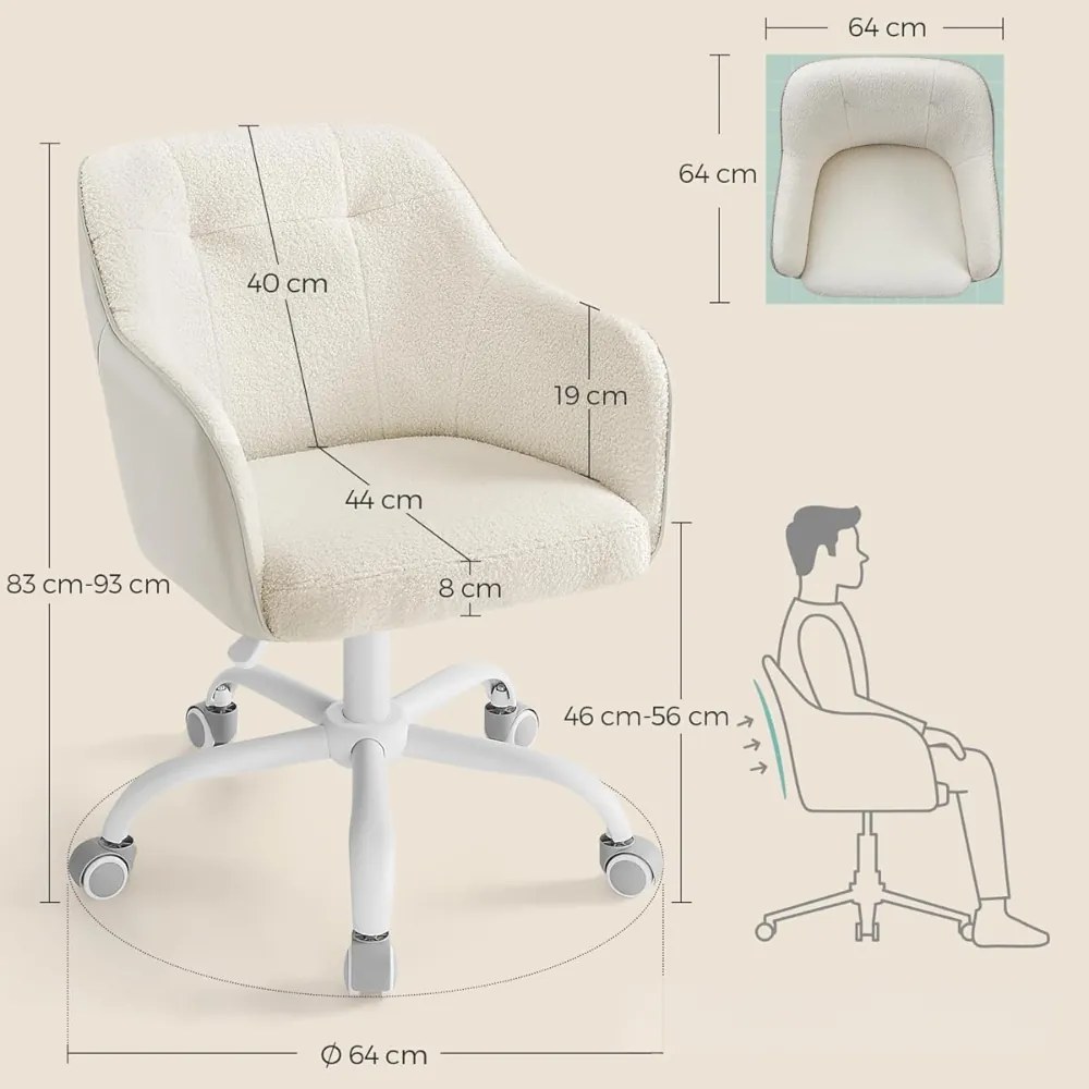 Kancelárska stolička SABINA, max. 110kg, biela/béžová SongmicsHome