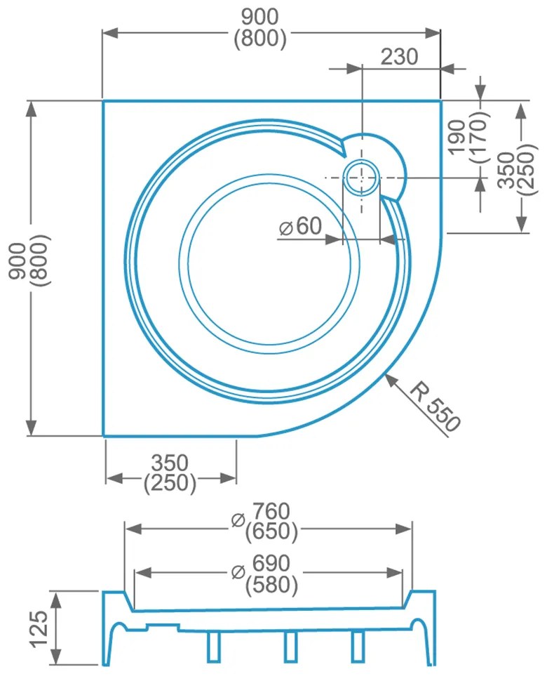 Roltechnik Samonosná sprchová vanička iROUND 80 cm 80 cm