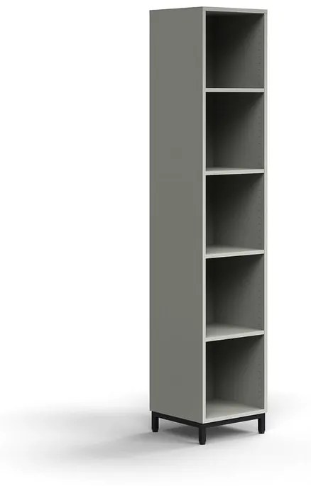 Knižnica QBUS, 4 police, na nožičkách, 2020x400x400 mm, čierna, svetlošedá