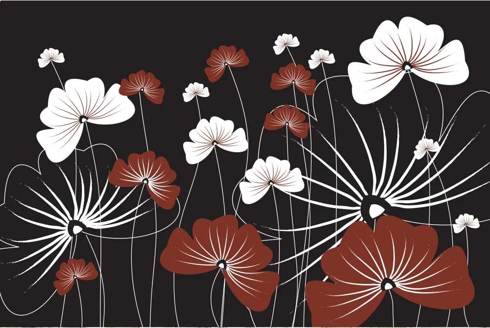Dimex SK Fototapeta Maľované kvety v čiernom MS 156, 3 rôzne rozmery S - š-150 x v-250 cm