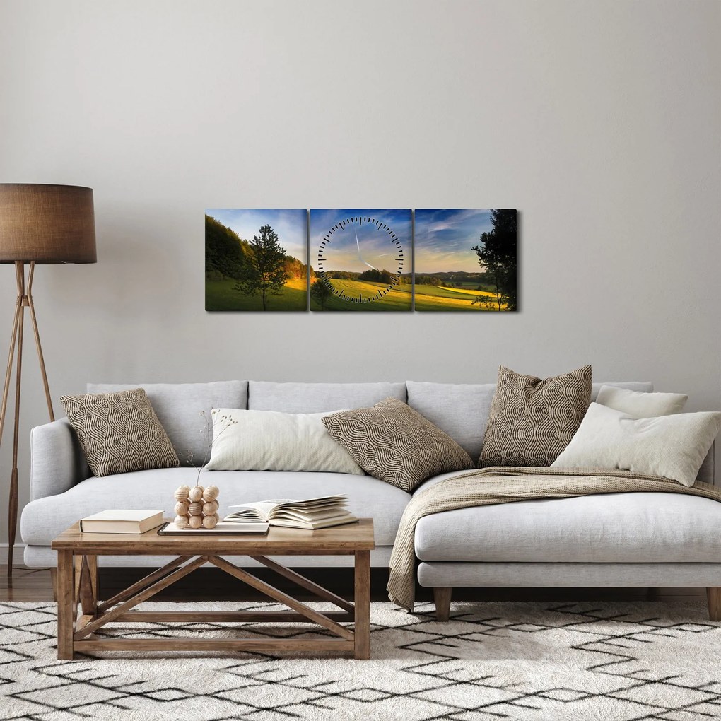 Obraz - Horská lúka (s hodinami) (90x30 cm)