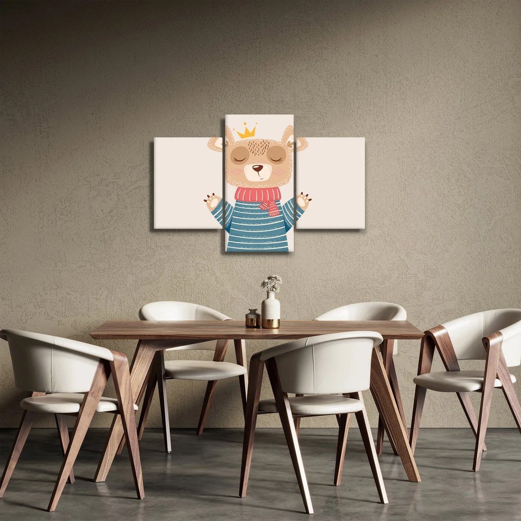 Obraz - Béžový medvedík s korunkou (90x60 cm)