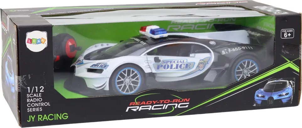 LEAN Toys Diaľkovo ovládané policajné RC auto v mierke 1:12, biele