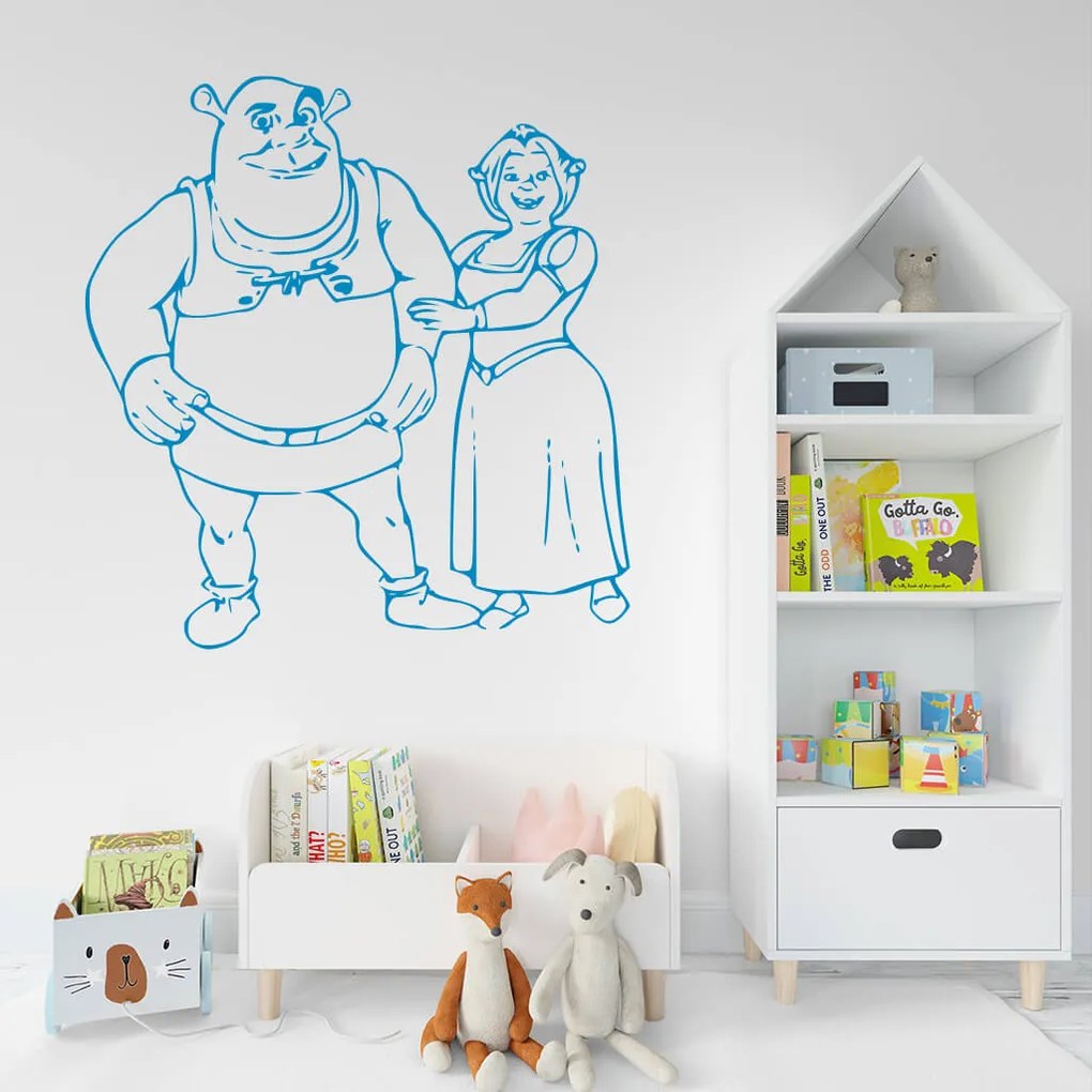 Veselá Stena Samolepka Shrek a Fiona Farba: žlutá, Veľkosť: 40 x 42 cm