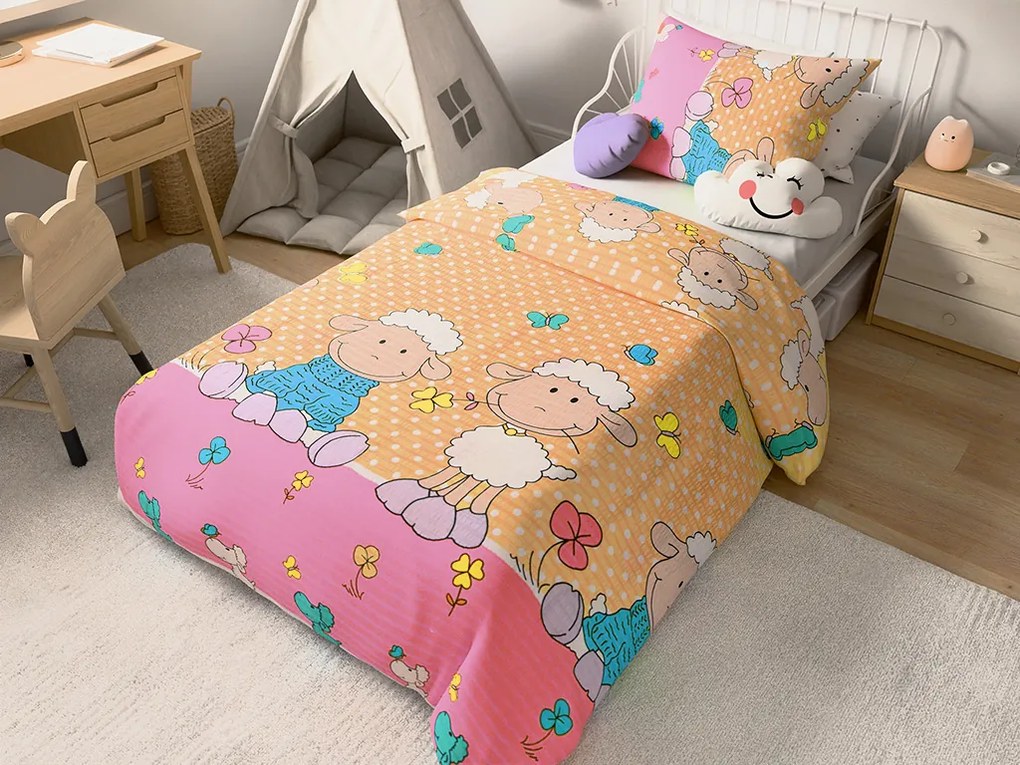 Krepové obliečky do postieľky OVEČKY krémové Rozmer obliečky: 45 x 65 cm | 90 x 135 cm